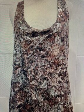 INC International Concepts Brown and Cream Marble-Print Scoop Tank